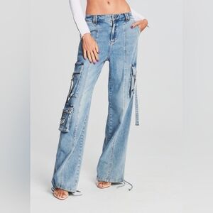 Retrofete Alejandra High Rise Wide Leg Cargo Jean Size 26 **RARE FIND-BRAND NEW*